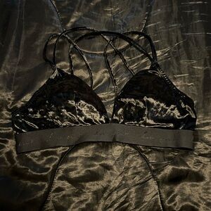 PINK black velvet bralette